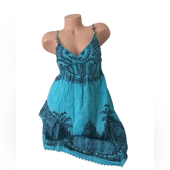No Boundaries Blue and Black Paisley Print Dress - Picture 1 of 4